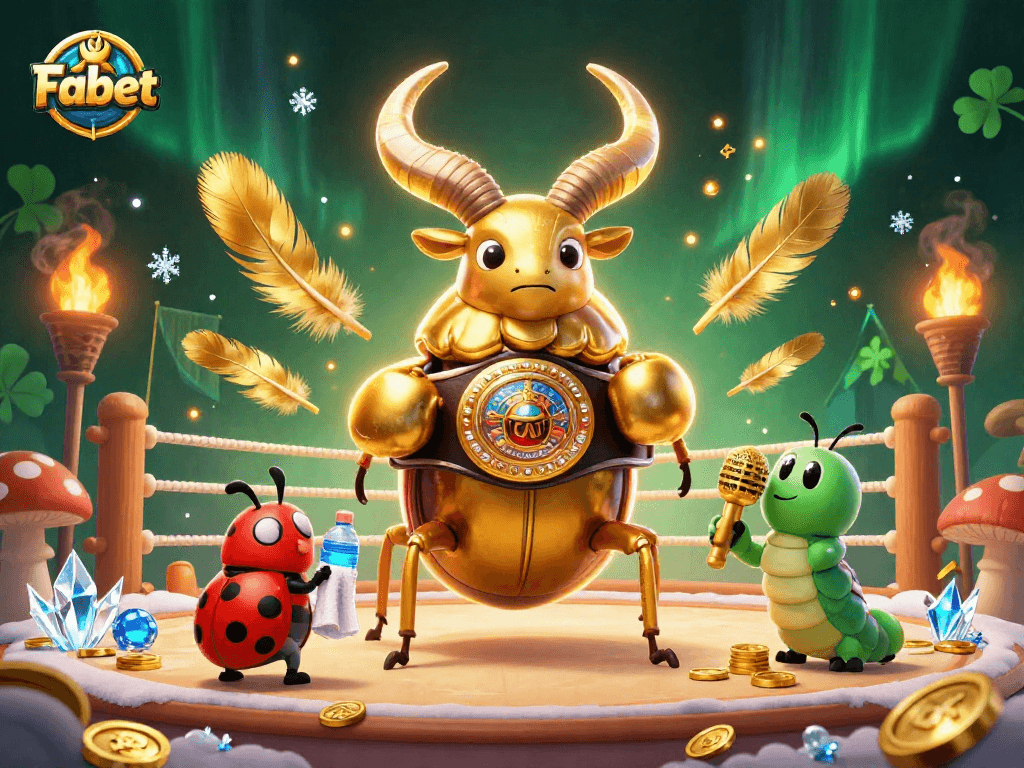 Bet on Fabet with excitement in this dynamic sports scene featuring a champion stag beetle.