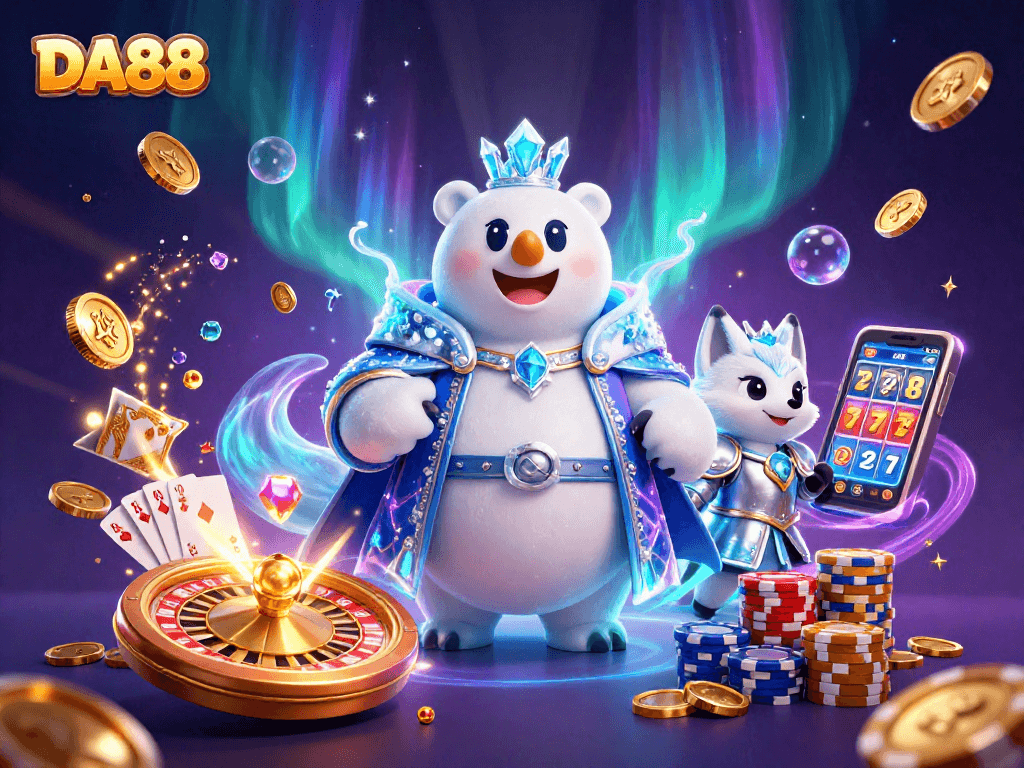 Engage with DA88's thrilling gaming world featuring captivating 3D visuals and dynamic casino elements.