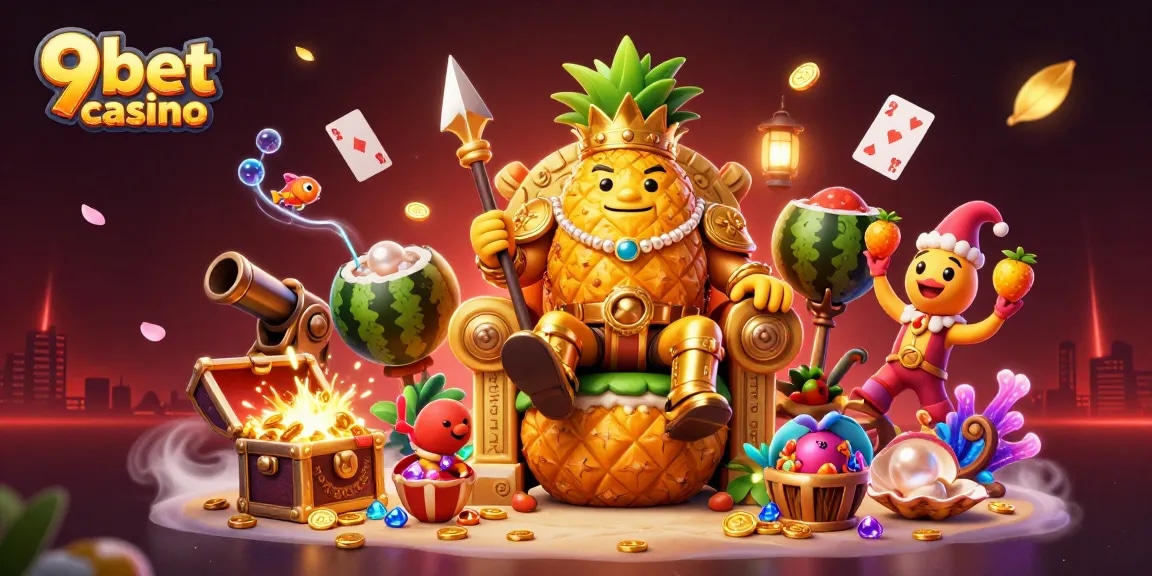 Experience the vibrant atmosphere of 9bet casino with lively characters and dynamic gaming elements.