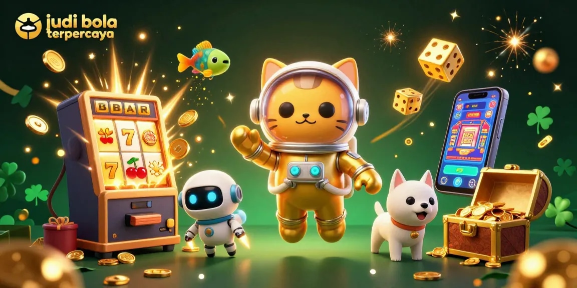 Experience judi bola terpercaya with thrilling gaming elements in a vibrant, dynamic 3D scene.