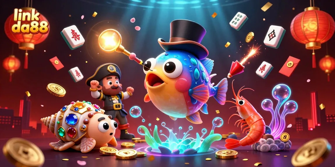 Experience thrilling action with link da88 as cartoon characters capture golden coins in a vibrant sea scene.