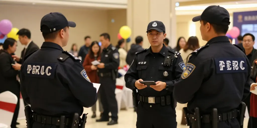 Vigilant security guards ensuring safety at a community event with top-notch security solutions