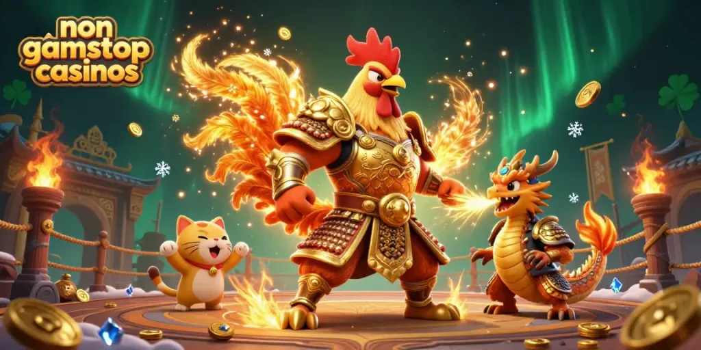Experience the thrill of non gamstop casinos with iconic characters in a dynamic 3D scene.