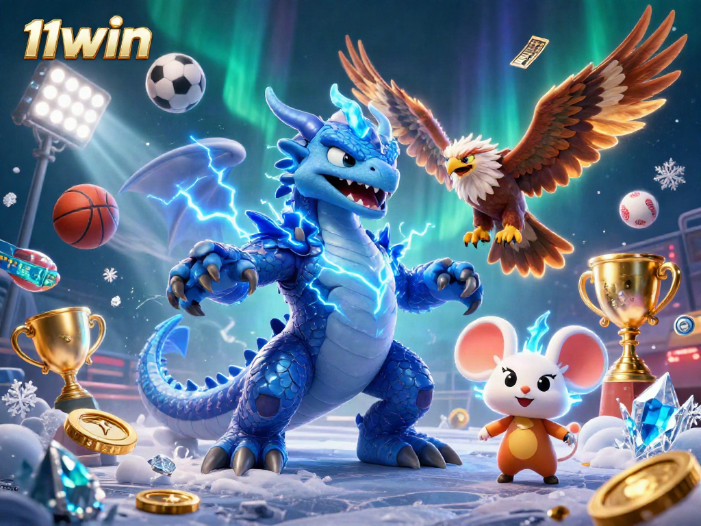 Experience the thrill of gaming and sports betting with 11WIN in this dynamic 3D illustration.