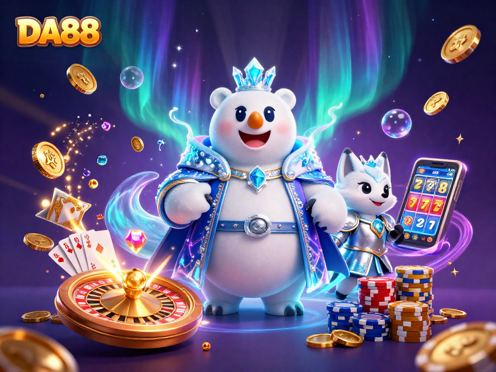 Engage with DA88's thrilling gaming world featuring captivating 3D visuals and dynamic casino elements.