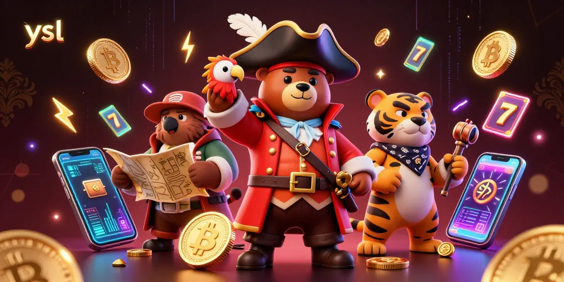Spin the reels with ysl's exciting slots featuring adorable pirate characters and vibrant crypto elements.