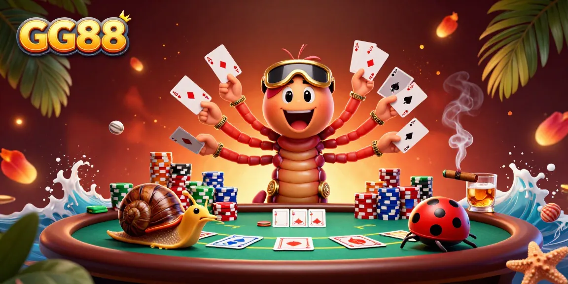 Join the excitement at GG88 with a 3D illustration of a millipede dealer and high-roller snail.