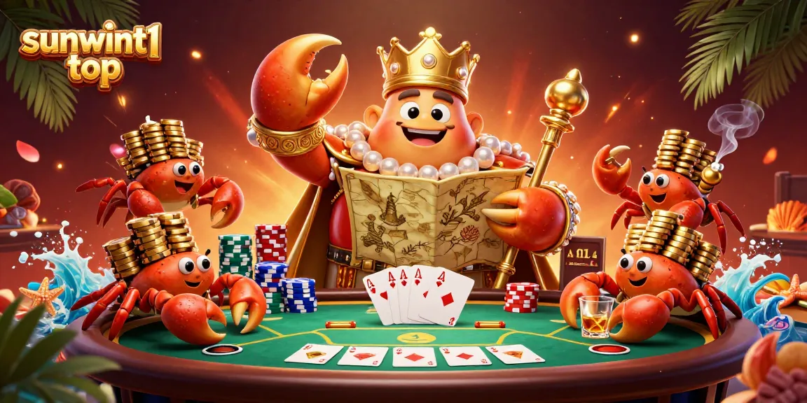 Engage with thrilling poker action at sunwint1 top featuring a golden crab emperor and dynamic casino elements.